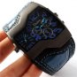 OULM Military Army Two Time Zones Movement Blue Wrist Watch Sport Men Q0784