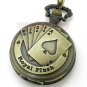 Antique Bronze Royal Flush Poker Pocket Watch Necklace Pendant Chain 8C P80