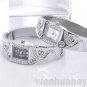 Trendy Bracelet Bangle Wave Rhinestone Crystal Wrist Watch Womens Wife Gift AB
