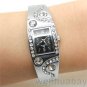 Trendy Bracelet Bangle Wave Rhinestone Crystal Wrist Watch Womens Wife Gift AB