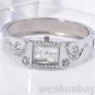 Trendy Bracelet Bangle Wave Rhinestone Crystal Wrist Watch Womens Wife Gift AB