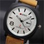 Cool White Dial Solider Suede Outdoor Chronometer Quartz Wrist Watch Men Q4202