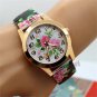 Popular Cute Flower Analog Stretchable Iron Quartz Wrist Watch Women Lady Q2055