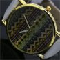 Moire Wavy Round Dial White Band Women's Faux Leather Wrist Watch Gift Q3662