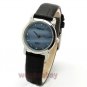 Elegant Round Blue Crystal Genuine Leather Quartz Wrist Watch Women 86 Q2249