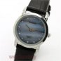 Elegant Round Blue Crystal Genuine Leather Quartz Wrist Watch Women 86 Q2249