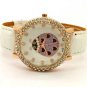 Cute Round Crystal Leather Ladybug Analog Quartz Wrist Watch Women OL 86 Girl
