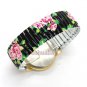 Cute Lovely Round Analog Stretchable Iron Quartz Wrist Watch Girl Women AB Q2078