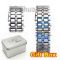 Red/Blue LED Lava Wrist Watch Iron Bracelet Samurai Metal Sport Men Gift Box AB