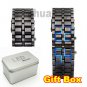 Red/Blue LED Lava Wrist Watch Iron Bracelet Samurai Metal Sport Men Gift Box AB