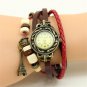 Eiffel Tower Pendant Bracelet Weave Wrap Leather Women Quartz Wrist Watch A B