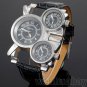 Cool Military 3 Time Zone Movement Black Band Quartz Wrist Watch Sport Men Q0731