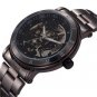 Black Business Stainless Steel Skeleton Mechanical Clockwork Sport Watch AB M81