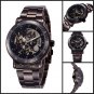 Black Business Stainless Steel Skeleton Mechanical Clockwork Sport Watch AB M81