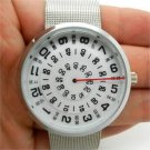 Silver Quartz Metal Mesh Wrist Watch Men Boy Turntable Dial Digital Gift 86Q0824