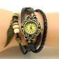 Elegant Wing Bracelet Weave Wrap Around Leather Women Girls Quartz Wrist Watch A