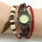 Elegant Wing Bracelet Weave Wrap Around Leather Women Girls Quartz Wrist Watch A