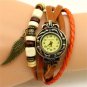Elegant Wing Bracelet Weave Wrap Around Leather Women Girls Quartz Wrist Watch A