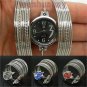 Charm Bracelet Quartz Wrist Watch Wave Cross Jewelry Womens Girl Fashion Gift 86