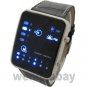 Red/Blue LED Binary Watch Black/White Leather/Silicone Boy Girl Mens Women 86