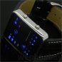 Red/Blue LED Binary Watch Black/White Leather/Silicone Boy Girl Mens Women 86
