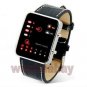 Red/Blue LED Binary Watch Black/White Leather/Silicone Boy Girl Mens Women 86