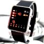 Red/Blue LED Binary Watch Black/White Leather/Silicone Boy Girl Mens Women 86