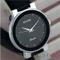SINOBI Couple Lover Black Leather Wrist Watch Women Men Quartz Movement 86 Gift