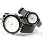 SINOBI Couple Lover Black Leather Wrist Watch Women Men Quartz Movement 86 Gift