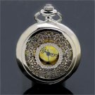 Antique Hollow Silver Tone Quartz Pocket Watch Necklace Pendant Women Men 86Gift