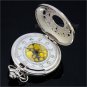 Antique Hollow Silver Tone Quartz Pocket Watch Necklace Pendant Women Men 86Gift