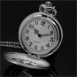 Antique Hollow Silver Tone Quartz Pocket Watch Necklace Pendant Women Men 86Gift
