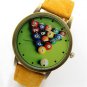 New Snooker Billiard Analog Canvas Round Quartz Wrist Watch Hour Gift Q3135 AB