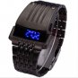New Digital Sport Watch Blue LED Watch Black Metal Iron Boy Men Hour Gift L0551