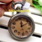 Vintage Bronze Penden Dark Brown Glass Necklacet Quartz Pocket Watch Gifts P03