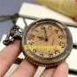 Vintage Bronze Penden Dark Brown Glass Necklacet Quartz Pocket Watch Gifts P03