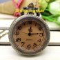 Vintage Bronze Penden Dark Brown Glass Necklacet Quartz Pocket Watch Gifts P03