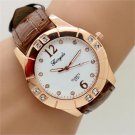 Fashion Round Dial Crystal Brown Band Quartz Wrist Watch Lady Women Girl Q1183