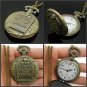 Bronze Nightmare before Christmas Pocket Watch Necklace Pendant Chain Gift 86P49
