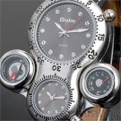 OULM Military Army Dual Time Zone Movements Quartz Watch Leather Boy Gift Men 86