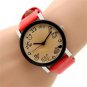Simple Round Dial Red Leather Band Quartz Wrist Watch Lady Girl Xmas Gifts Q2644