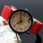 Simple Round Dial Red Leather Band Quartz Wrist Watch Lady Girl Xmas Gifts Q2644