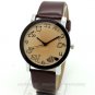 Simple Round Dial Dark Brown Leather Band Quartz Wrist Watch Lady Girl Q2643