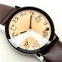 Simple Round Dial Dark Brown Leather Band Quartz Wrist Watch Lady Girl Q2643