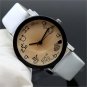 Lovely Simple Round Dial White Leather Band Quartz Wrist Watch Lady Girl Q2642