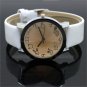 Lovely Simple Round Dial White Leather Band Quartz Wrist Watch Lady Girl Q2642