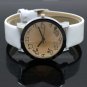 Lovely Simple Round Dial White Leather Band Quartz Wrist Watch Lady Girl Q2642