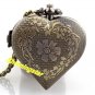 Bronze Heart-shaped Quartz Pocket Watch Necklace Pendant Chain Men Women'sP271