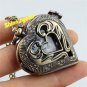 Bronze Heart-shaped Quartz Pocket Watch Necklace Pendant Chain Men Women'sP271