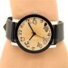 Lovely Simple Round Dial Black Leather Band Quartz Wrist Watch Lady Girl Q2641